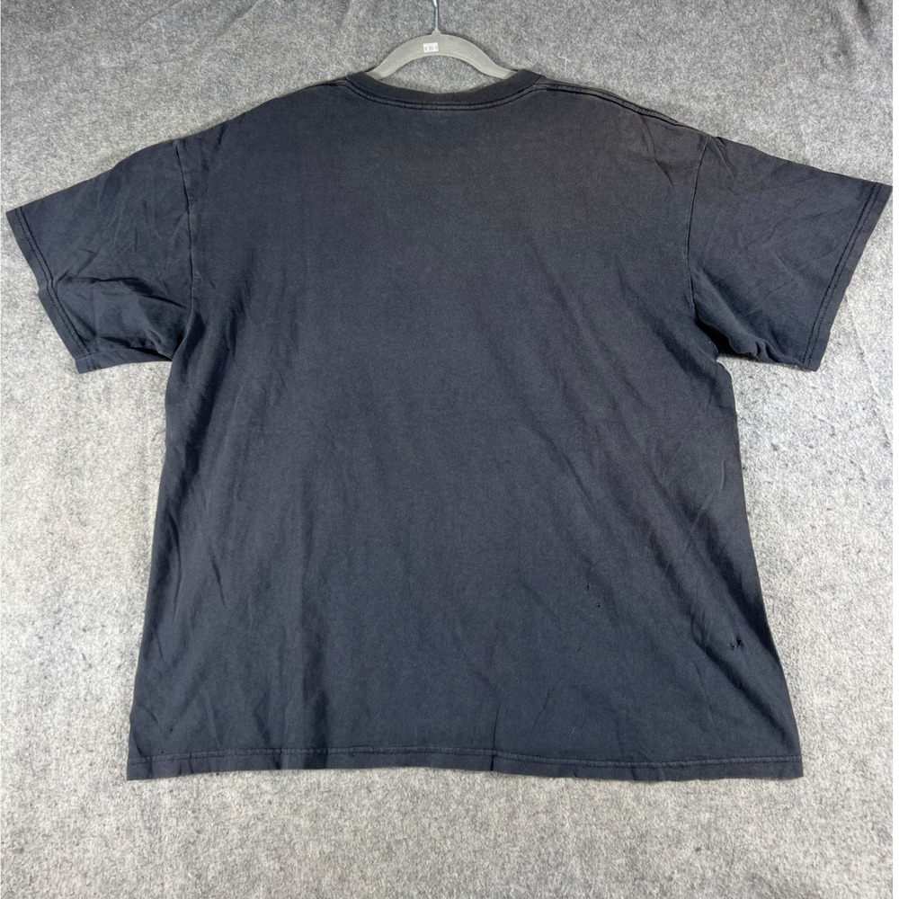 VTG Cycle Club Biker T Shirt Sz XL Black Orange Lightning AOP Graphic Faded Tee - Picture 2 of 11